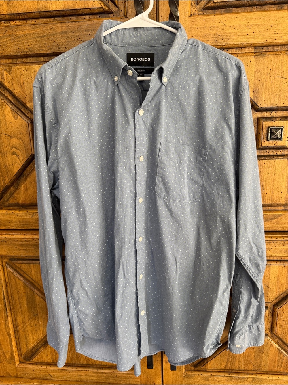 Bonobos Men's Light Blue Dotted Button-Down Shirt Size L